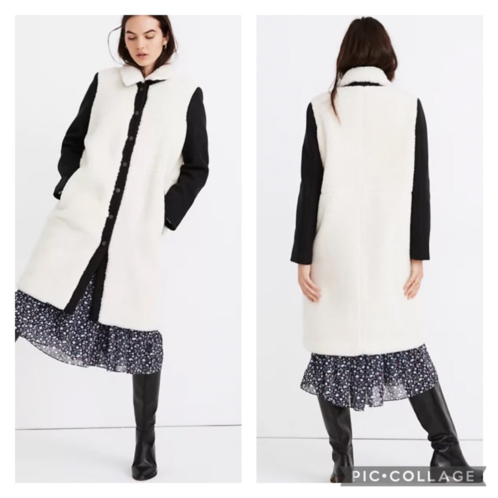 NWT Madewell Sherpa McClancy Snap Button Long Coat